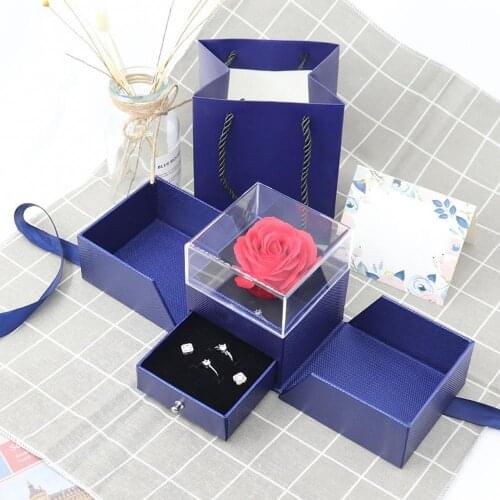 80% Hot Sell Unfading Dried Flower Design Ring Gift Craft Jewelry Display Holder Packing Box