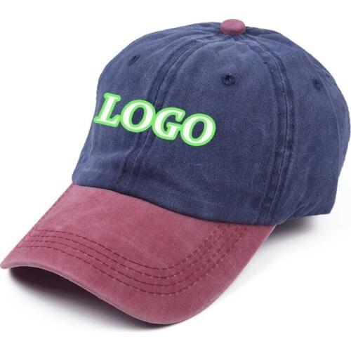 Custom Cotton and Denim Caps Snapback Baseball Cap Vintage Distressed Washed Cotton for Mens Hip Hop Hat Dad Sun Hats