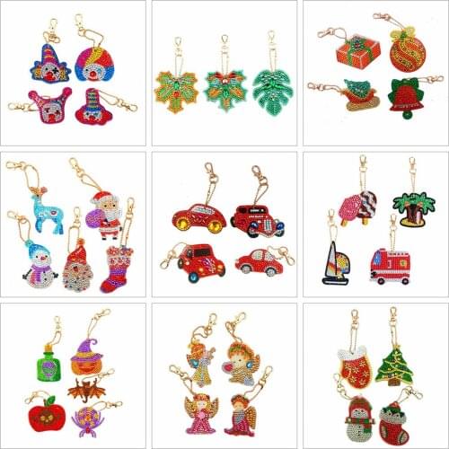 HUACAN Keychain Diamond Painting Special Shaped Diamond Embroidery Keyring Bag Mosaic Accessories Gift