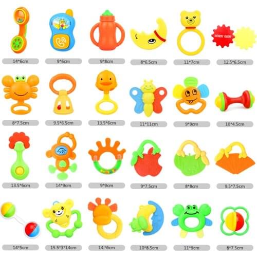 0-12 Months Baby Rattles Musical Animal Toys Newborn Hand Jingle Shaking Bells Colorful Hand Shake Bell Ring Soft Teether Toys