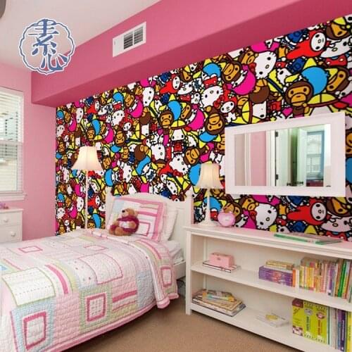 BABY classic childrens fashion brand large mural wallpaper pattern cat Custom Size