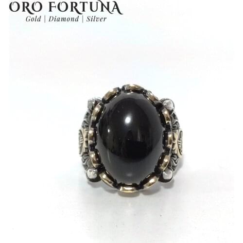 925 sterling Silver Men 'S Ring Black Cabochon Oval Onyx Stone Imperial Style Elegant Gift Classy Trendy New 2021 Model Special