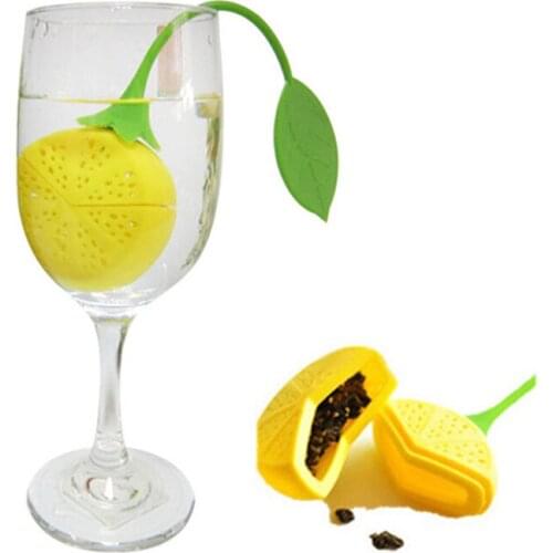 Hot Sales Tea strainer Lemon Shaped Silicone Perforated Tea strainer Filter Infuser Orange Tea maker