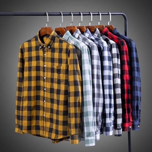 2021 Fashion Men Plaid Shirt Chic Checked Blouse Long Sleeve Mens Casual Print Shirts Loose Cotton Tops Blusas Streetwear Shirts
