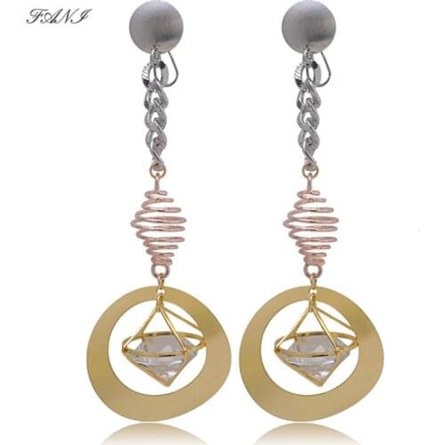 Fani Trendy Earrings Big Gold/sliver/Rose color Long Drop Dangle Earrings For Women Girls Fashion Earrings Hollow Ball Design