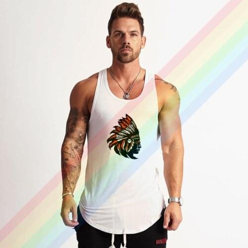 Indiana Warriors Wearing Headdress Summer Soft Custom Sleeveless Design Your Own Vest Cotton Mens Muscle Tee Tank Top Shirt