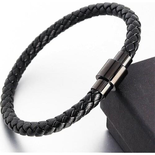 Mens Premium Quality Leather Braided Bracelet Braided Rope Chain Thin Bracelet Mens Leather Jewelry Gift First Choice