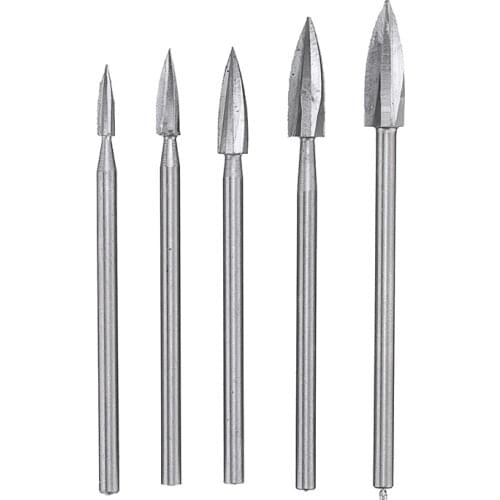 5Pcs Wood Carving And Engraving Drill Bit Set HSS Solid Carbide Grinding Burr Milling Cutter Carve Root Tools For Woodworking