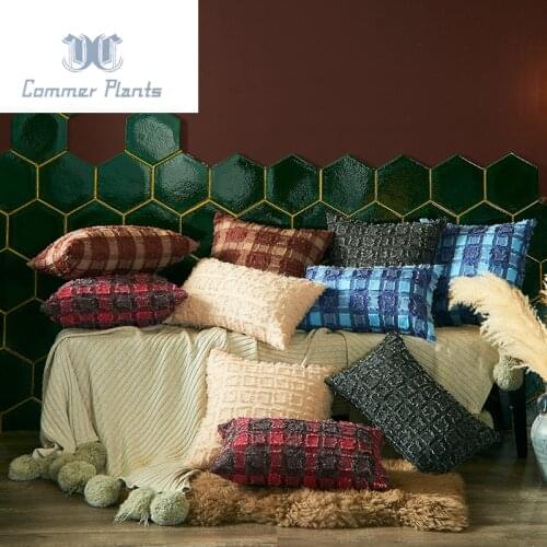 NEW Cotton Plush Grids Cushion Cover Hot Nordic Style Plaids Decorative Pillows Cover Sofa Chair Throw Pillows Cotton Pillowcase