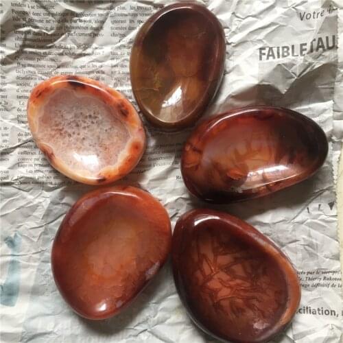 New arrivals 1pcs natural stones and minerals red agate ashtray reiki healing crystals shaped rock for home&office decoration
