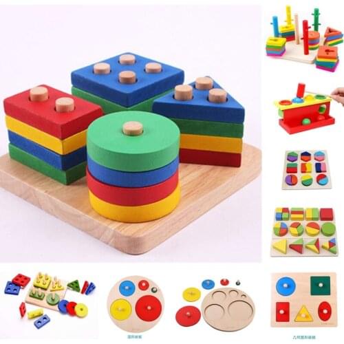 Colorful Geometric Shapes Matching Toys For Children Early Learning Exercise Hands-on Ability Montessori Educational Wooden Toys