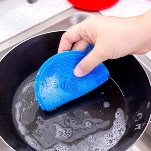 2 PCS Kitchen Silicone Cleaning Brush Pot Pan Sponge Scrubber Dishwashing Brushes Heat-Resistant Mat Kitchen Accessorie Gadget