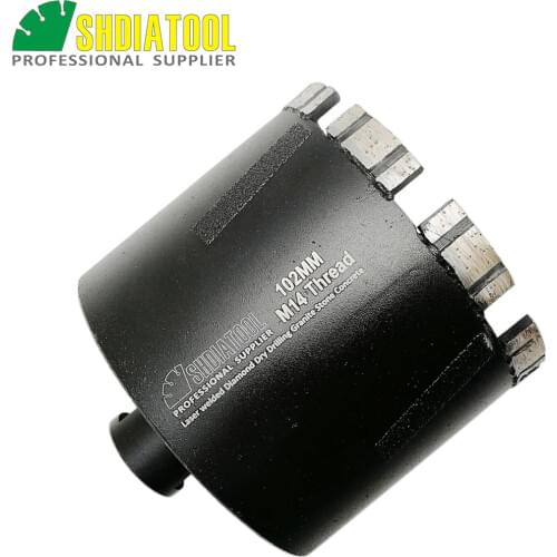 SHDIATOOL 1pc Laser Welded Diameter 102mm Diamond Dry or Wet Drilling Core Bit M14 thread hole saw for drilling granite marbel