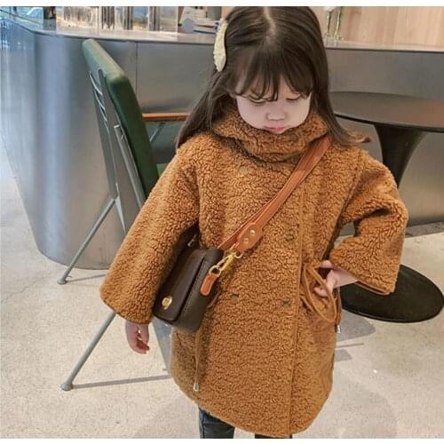 Girls Wool Fur Coat Toddlers Double-wear Warm Winter Spring Woolen Cotton Jackets 2 3 4 5 6 7Years