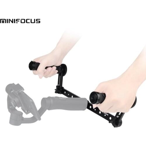 MINIFOCUS DH-08 Gimbal Dual Handle Grip Bracket Set for 3-Axis Gimbal Stabilizer Double Hand Stand Expansion Bottom Plate Mount
