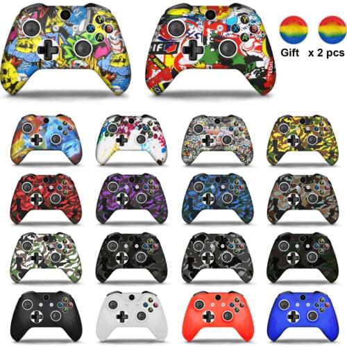 Silicone Case + Analog Sticks Grip For Xbox One S Controller Protective Skin Cover For Xbox One Slim Gamepad Camouflage