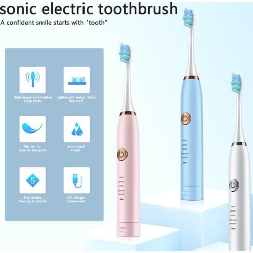 Smart Electric Toothbrush Powerful Automatic Tooth Brush Waterproof Whitening Teeth Brush 4 Mode Toothbrush with 2 Brush Head