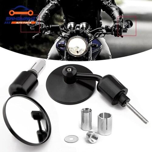 Universal Motorcycle Mirrors-7/8 Hollow Classic Round Bar End Side Mirror Compatible Road Bike Cruisers Touring Scooter Racer