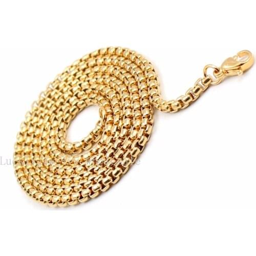 GNAYY 5pcs/ Lot Mens Women Jewelry stainless steel Gold 3mm Trendy Box rolo chain necklace 18''-32'' wholesale