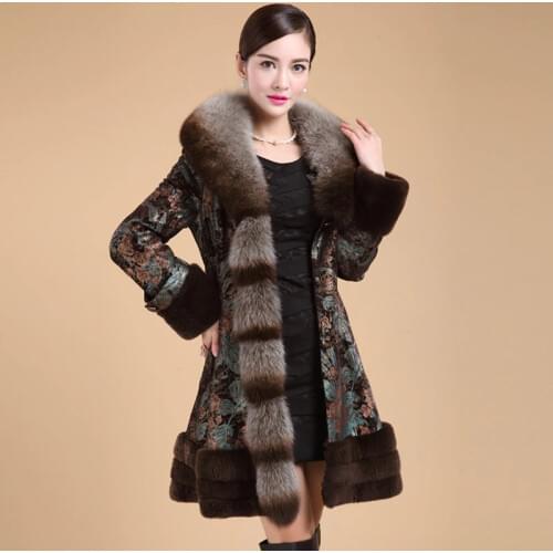 Genuine Leather Winter Jacket Women Fox Collar Pigskin Coat Female Rabbit Fur Down Jackets Plus Size 6xl MY