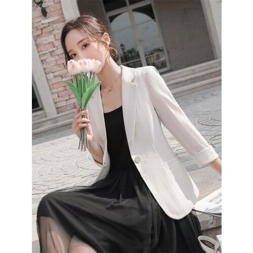 Sun Protection Suit Jacket Female Spring Summer Thin Section 2020 New Korean Casual Plus Size 4XL Cotton Linen Blazer Women R3