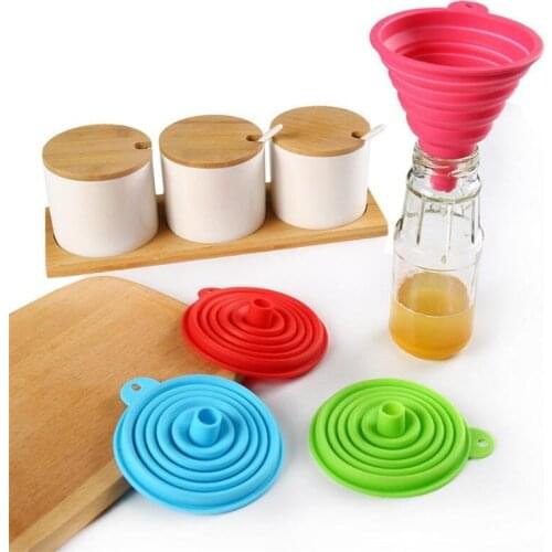 1Pcs Silicone Collapsible Funnel Kitchen Foldbale Mini Funnels Household Wine Liquid Dispensing Kitchen Tools