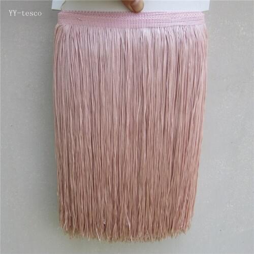 10 Meters Bean pink Polyester Lace Tassel Fringe Lace Trim Ribbon Sew Latin Dress Stage Garment Curtain Accessories 30cm Width