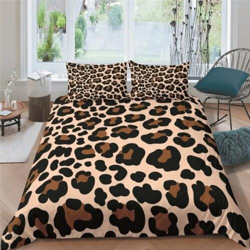Luxury 3D Leopard Print 2/3Pcs Kids Bedding Set Comfortable Animal Duvet Cover Pillowcase Home Textile Queen and King Size