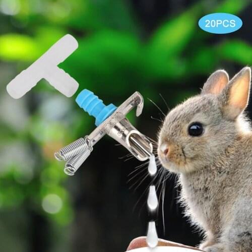 20PCS Rabbit Water Feeder No Rust Three Way Double Spring Rabbit Drinking Fountain Drinker Water Feeding Nipple Supplies