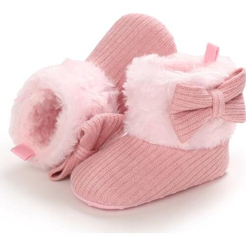2021 New Baby Cotton Boot Solid Color Anti-Slip Winter Warm Boots Baby Shoes Pink/Red/White/Gray/Black
