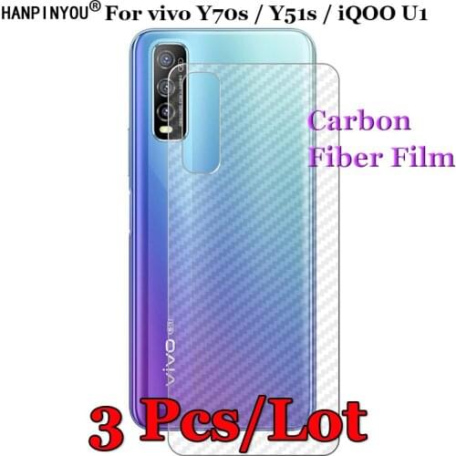 3 Pcs/Lot For vivo Y70s / Y51s / iQOO U1 6.53" 3D Non-slip Clear Carbon Fiber Back Film Screen Protector Protective Sticker