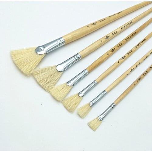 6pcs/Set Fan shaped Nylon Hair Gouache Watercolor Paint Brush Acrylic oil Paint Brushes for School Painting Drawing Art Supplies