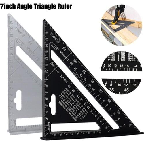 Oauee Triangle Ruler 7inch Aluminum Alloy Angle Protractor Speed Metric Square Measuring Ruler For Building Framing Tools Gauges
