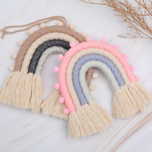 Home Decoration Accessories Rainbow Handmade Weaving Ornament Nordic Fresh Simple Kid Room Wall Decoration Hanging