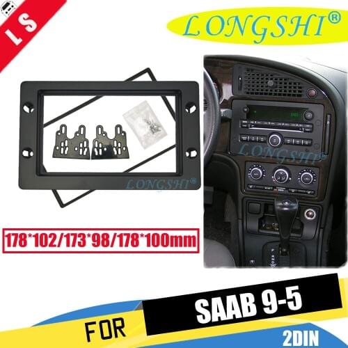 Double Din Frame Car Radio Fascia for 2005-2011 SAAB 95 9-5 Dashboard CD DVD GPS Fitting Adaptor Stereo Player Black 2din