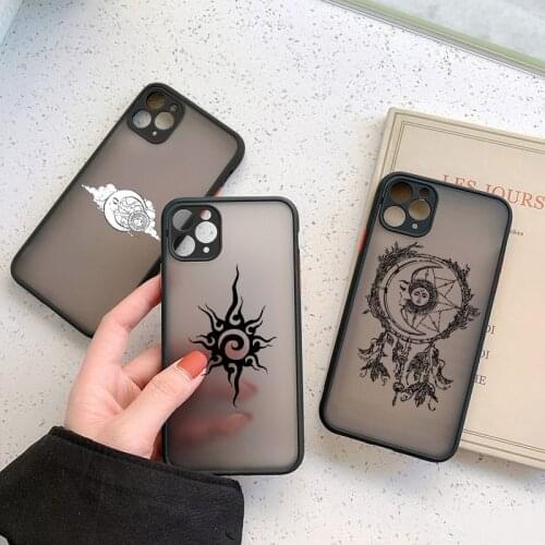 Funny Sun Moon Face Phone Case For iPhone 7 12 11 Pro XS MAX X XR SE 2020 6s 8 Plus TPU hard Matte Shockproof Candy Back Cover