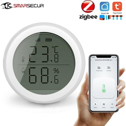 Smart home Tuya Zigbee Temperature Humidity Sensor High Accuracy T&H Sensor Work with Gateway Hub with display