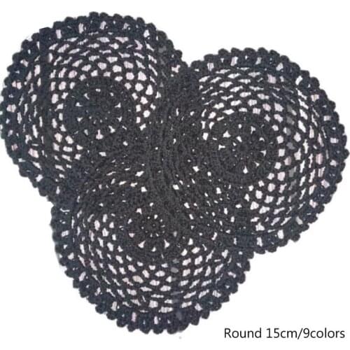 Elegant lace cotton round table place mat crochet coffee placemat wedding pad Christmas coaster cup mug tea dining doily kitchen