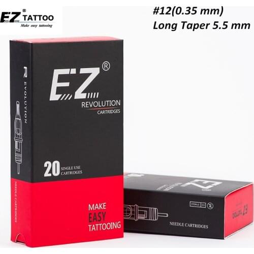 EZ Revolution Tattoo Cartridge #12 (0.35 MM) Curved Magnum Needle for Rotary Tattoo Machine Grips Suppies 20 PCS/Box