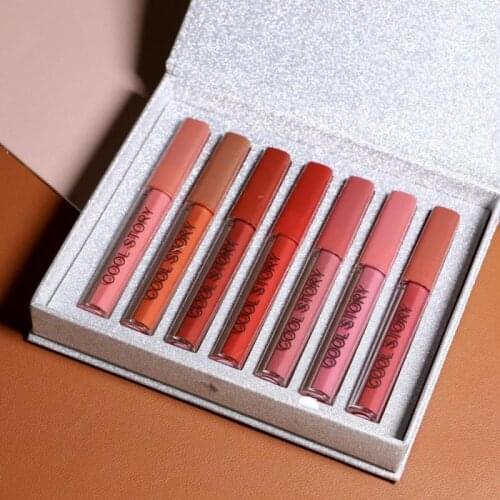 Weekly Lip Gloss 7 Lip Gloss Set Non-stick Matte Lip Gloss Gift Box Lipstick Waterproof Lipstick Sexy Vampire Lip Stick TSLM1