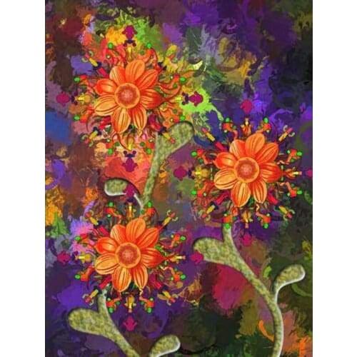 GLymg Diy Rhinestone Embroider Diamond Painting Diamond Embroidery Flowers Bloom Diamond Art Wall Arts Decor