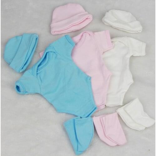 3 Colors Doll Clothes Sets Suit 11 inch Reborn Baby Dolls Wholesale Cloth Hat Rompers Socks Girl or Boy Doll Parts