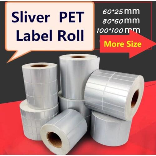 MATTE Sliver pet label 60mm ~100mm width, difference size, silver matte polyester for electronic appliance device Stickers