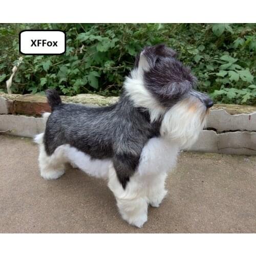 Big real life Schnauzer dog model plastic&furs simulation gray dog doll gift about 47x42cm xf1631
