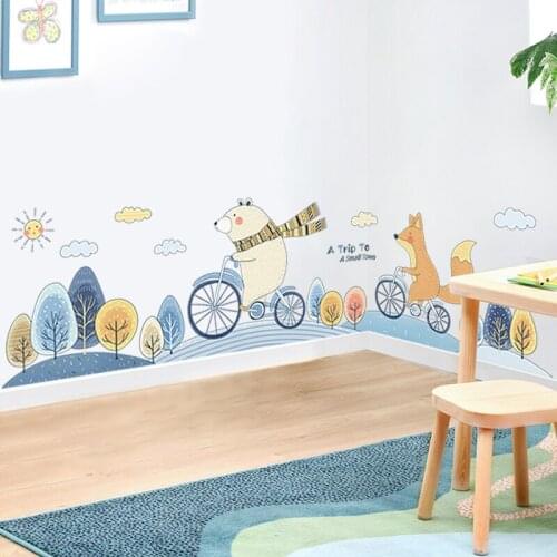 Cartoon Animals Wall Stickers for Kids Room Decoration Kindergarten Self-adhesive Vinyl Wallpaper Cute Room Decor Wall Decals