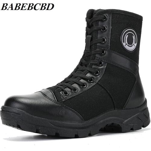2020 Men Spring and Autumn Modern Combat Boots Male High Special Forces Training Shoes Training Boots Female Canvas Summer
