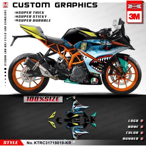 KUNGFU GRAPHICS Racing Sticker Kit Wrap for RC 125 200 250 390 RC125 RC200 RC390 2014 2015 2016 2017 2018 2019 2020, Shark