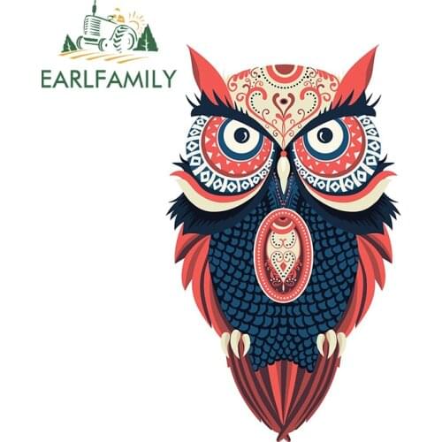 EARLFAMILY 13cm x 7.9cm For Owl Aandala Cartoon Decal Windshield Car Sticker Waterproof Scratch-Proof JDM Bumper Surfboard Decor