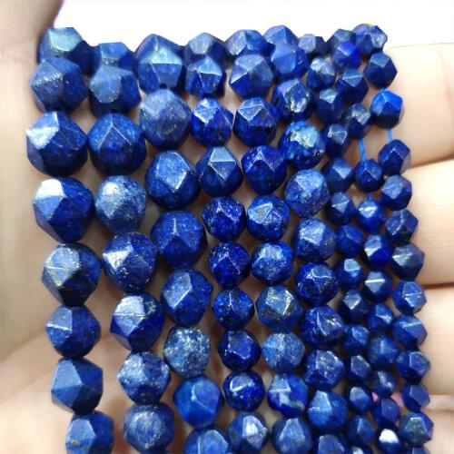 Fine Natural Faceted Blue Lapis Lazuli Round Natural Stone Beads For Jewelry Making DIY Bracelet Necklace Handmade 6/8/10mm