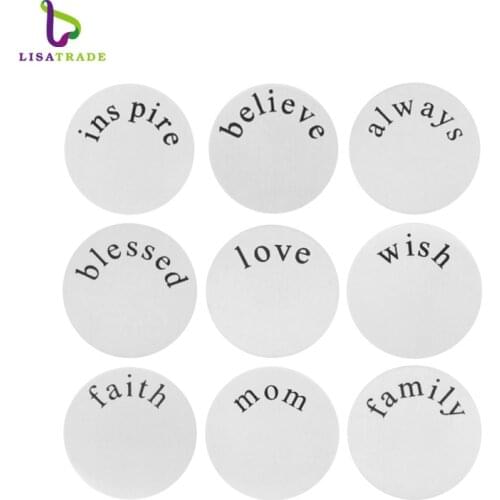 NEW! 5PCS wholesale Stainless Steel Floating Window Plate"Mix style" round plates fit 30mm memory glass Locket pendants LSFP01*5